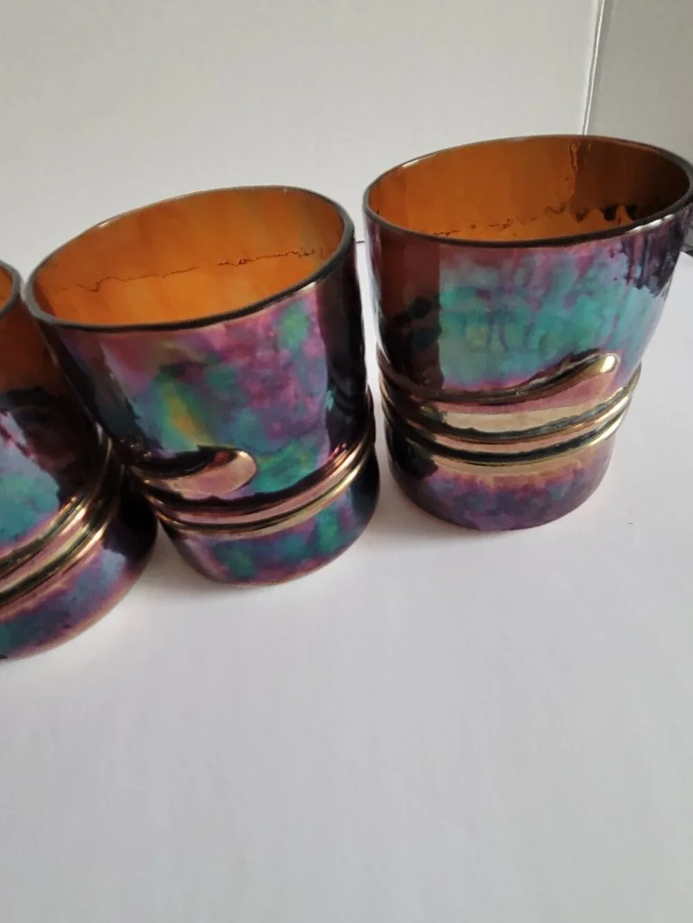 Vintage Esteban Prieto Signed Iridescent Blown Glass Tumblers Set of 4